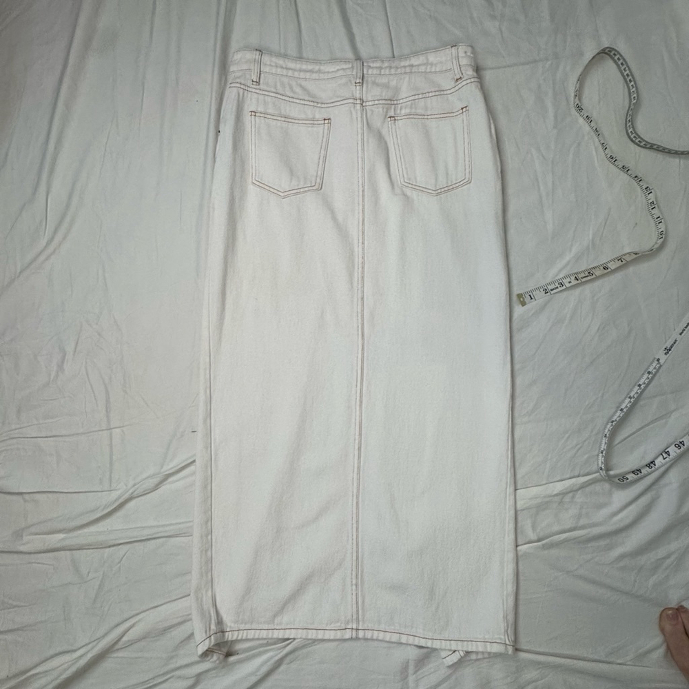 Lioness Barbie Split Cream White Denim Maxi Skirt Women's L - Picture 5 of 10
